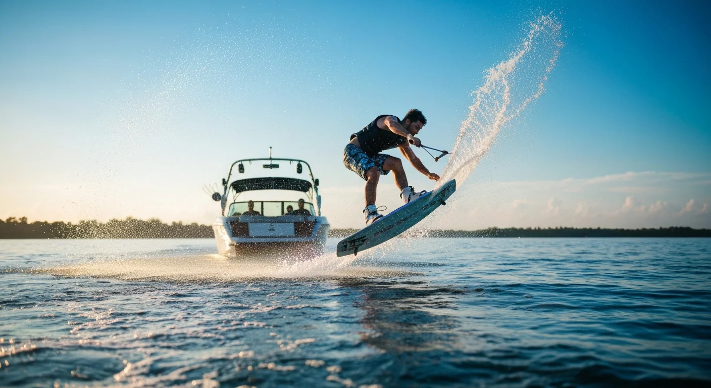 Wakeboarder mid-action East Coast Singapore